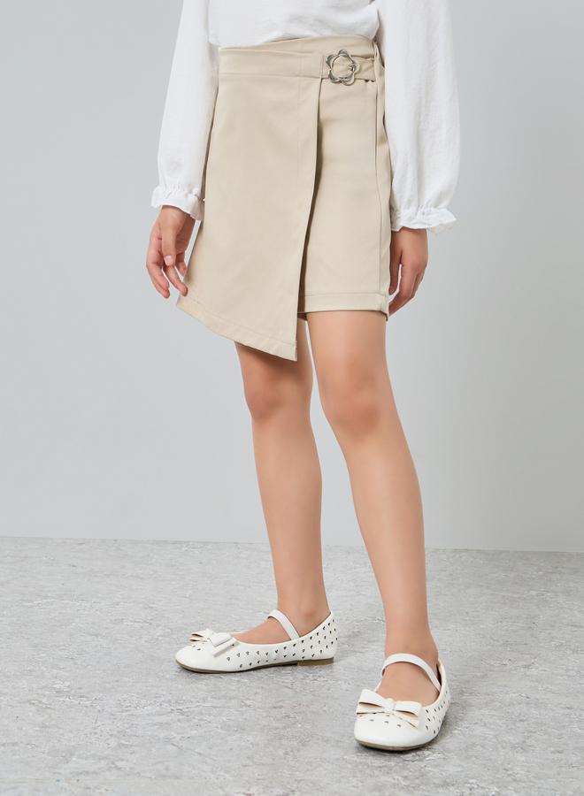 Styli Girls Beige Wrap Mini Skort - Image 1